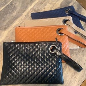 NEW quilted large wristlet faux leather clutch handbag
